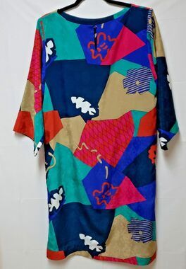 Women's VTG  Jaymee Papell Multicolor 3/4 Sleeve Midi Summer Dress Sz 12 NWOT